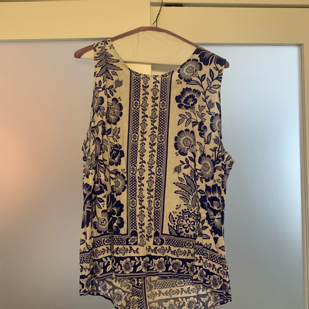 Rachel Zoe Navy and Cream Floral Blouse